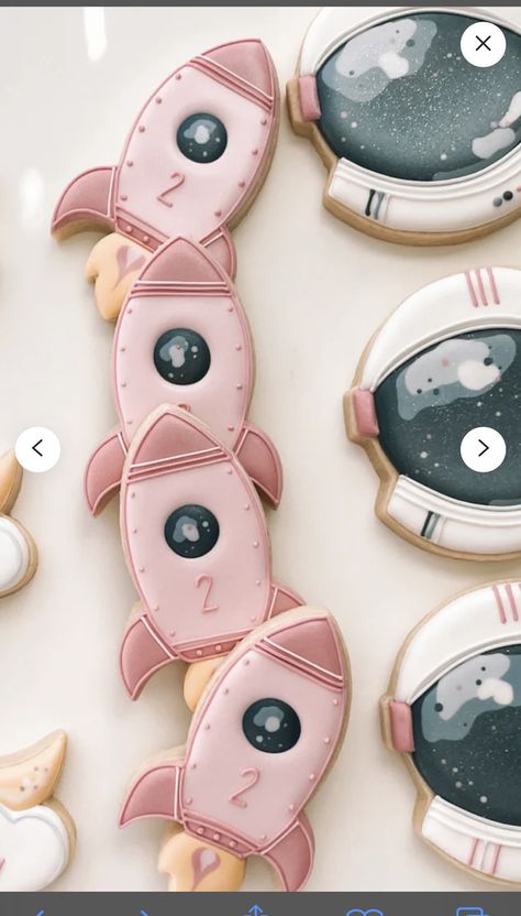 Reach Four The Stars Birthday Cookies, Rocket Ship Cookies, Two The Moon Cookies Girl, Space Decorated Cookies, Two The Moon Cookies, Space Cookies, Galaxy Cookies, Rocket Cake, Moon Cookies