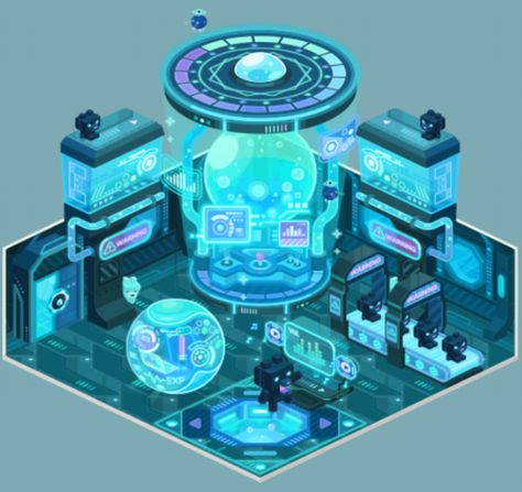 Isometric Space Station, Sci Fi Laboratory Concept Art, Futuristic Lab, Cyberpunk Room, Isometric Drawing, Environment Props, Interior Design Presentation, Hand Drawing Reference, Mobile Art