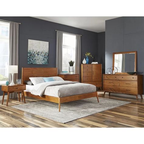 George Oliver Haddad Solid Wood Bed | Wayfair American Modern Bedroom, Modern Queen Bed, Country Style Furniture, Sunny D, Panel Bedroom, Modern Chests, Queen Panel Beds, Wood Bed Frame, Bedroom Panel