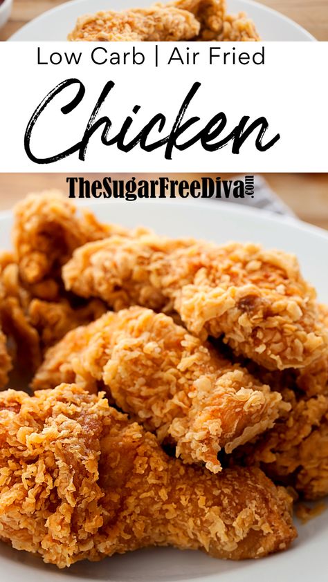 Chicken Recipes Low Carb, Low Carb Fried Chicken, Air Fryer Chicken Recipes, Air Fryer Fried Chicken, Keto Fried Chicken, Low Carb Low Fat Recipes, Recipes Low Carb, Air Fry Recipes, Low Carb Chicken Recipes