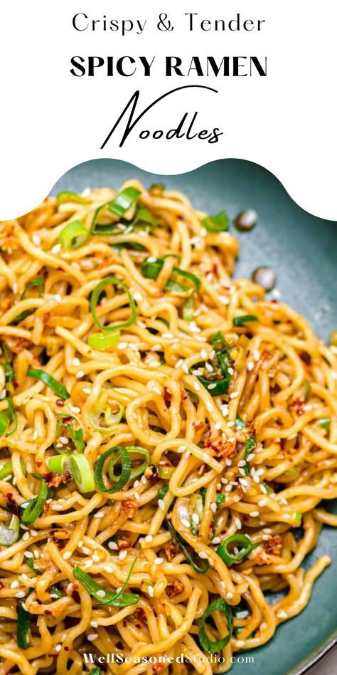 Spicy Ginger Chili Noodles, Chili Crunch Noodles, Homemade Ramen Noodles, Fresh Ramen Noodles, Spicy Ramen Noodles, Chili Crunch, Spicy Ramen, Scrumptious Food, Stir Fry Noodles