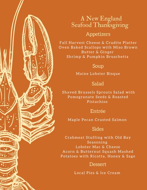 A New England Seafood Thanksgiving — The Blonde Hostess New England Thanksgiving Recipes, New England Thanksgiving, Thanksgiving Seafood Dishes, Pescatarian Thanksgiving Dinner, Untraditional Thanksgiving Dinner, Untraditional Thanksgiving, Pumpkin Bruschetta, Seafood Thanksgiving, New England Seafood