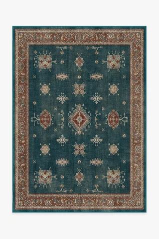 Verena Teal Blue Rug Coral Rug, Ornate Border, Ruggable Rug, Traditional Persian Rugs, Chenille Rug, Vacation House, Rug Stain, Bleu Turquoise, Classic Rugs