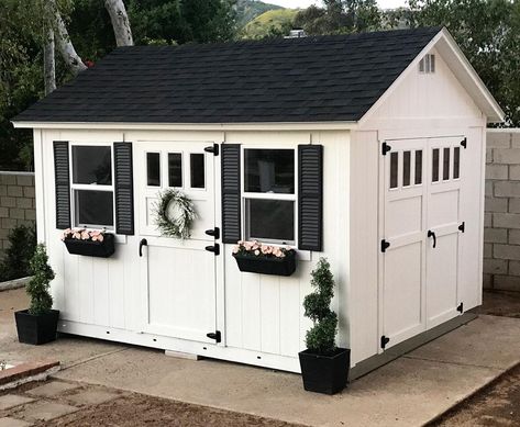 Tuff Shed on Instagram: “Picture perfect She Shed or deluxe chicken coop? @boxwoodandfeather’s beautiful chicken coop is the stuff of She Shed dreams, something…” She Shed Exterior, Shed Exterior Ideas, Chicken Enclosure, Chicken Coop Blueprints, Black Shed, Tuff Shed, Create A Cozy Home, Poultry House, Coop Design