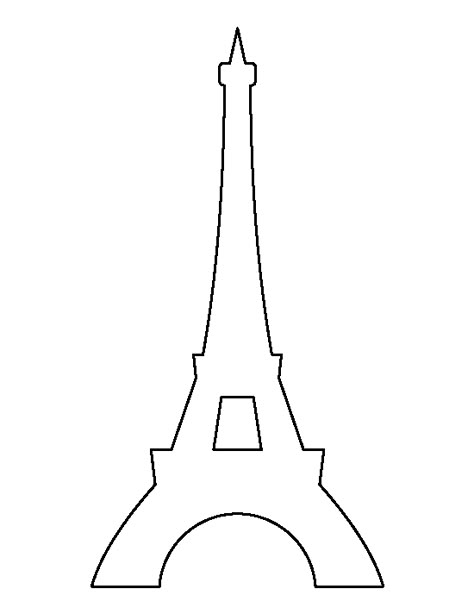 Eiffel Tower pattern. Use the printable outline for crafts, creating stencils, scrapbooking, and more. Free PDF template to download and print at http://patternuniverse.com/download/eiffel-tower-pattern/ Diy Eiffel Tower Centerpieces, Eiffel Tower Template, Eiffel Tower Craft, Paris Prom, Torre Eiffel Paris, Tower Cake, Paris Birthday Parties, Paris Theme Party, Paris Birthday