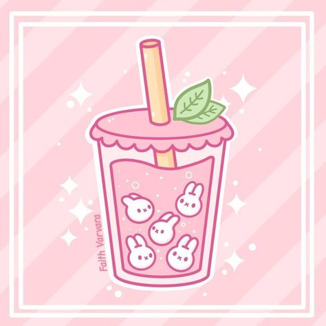 Faith Varvara, An Aesthetic, Boba Tea, The Bunny, Tea Shop, Bubble Tea, Aesthetic Art, Art Style, Tea