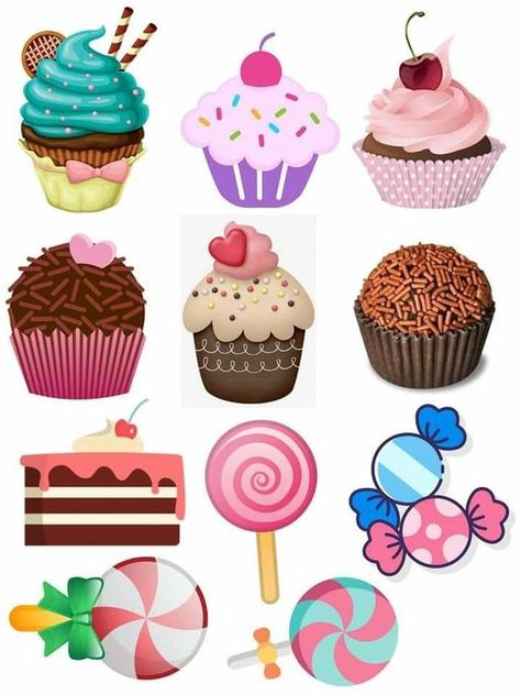 Candy Cupcake Toppers, Ice Cream Cake Topper Printable, Candy Land Cake Topper Printable, Candyland Cake Topper Printable, Candyland Printable, Candy Land Cupcakes, Disney Princess Cake Topper, Subscription Box Design, Cupcakes Wallpaper