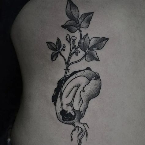 Sprout Tattoo, Witchy Sleeve, Bean Tattoo, Witchy Tattoo Ideas, Rad Tattoos, Inspiring Tattoos, Possible Tattoo, Bean Sprout, Book Tattoo