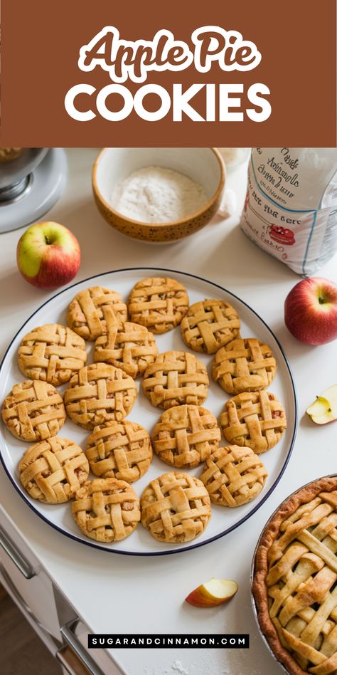 Apple Pie Cookies are the perfect blend of crispy, sweet, and spiced! 🍂🍪 Made with fresh apples and a hint of cinnamon, these cookies are a delightful treat for any occasion. Get the full recipe here and bake a batch today. Be sure to save this pin for future baking inspiration! Cookie Apple Pie, Apple Pie Sugar Cookies, Homemade Apple Pie Cookies, Stuffed Apple Pie Cookies, Apple Pie Cookies Recipe Easy, Apple Pie Filled Cookies, Pumpkin Apple Cookies, Apple Pie Cookies Easy, Apple Pie Cookies Recipe