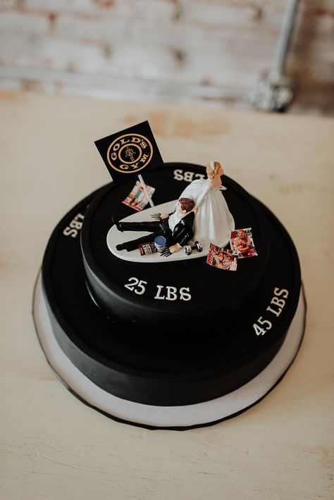 Weight Cake Gym, Groomsmen Cake, Groomsman Cake, Gym Cake, Anniversary Plans, Gold's Gym, Brides Cake, Dads Birthday, 20 Year Anniversary