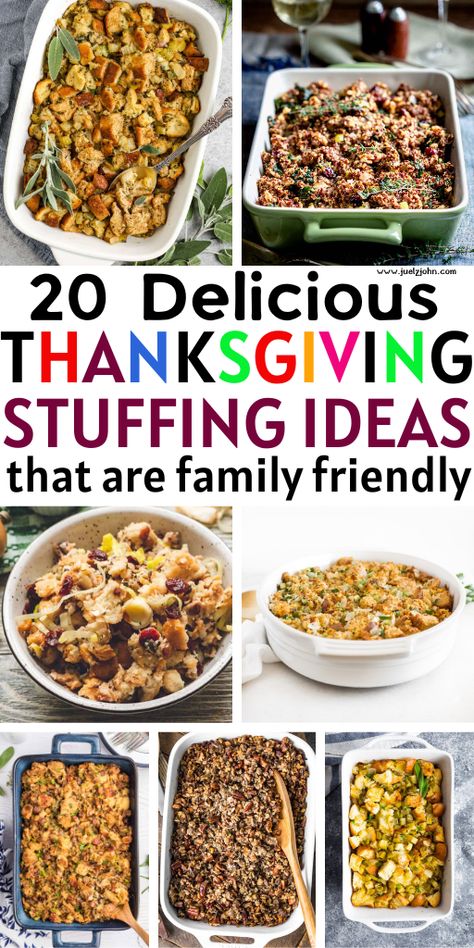 20 Easy Homemade thanksgiving stuffing ideas. Stuffing recipes to this holiday holiday season. Crockpot stuffing. Holiday stuffing with apples and sausage. Sausage and herb stuffing. Traditional herb stuffing. Best turkey stuffing recipe Thanksgiving Wild Rice, Southern Cornbread Stuffing, Best Thanksgiving Stuffing, Thanksgiving Sweet Potato Recipes, Rice Stuffing Recipes, Stuffing Ideas, Thanksgiving Recipes Side Dishes Veggies, Turkey Stuffing Recipes, Thanksgiving Bread