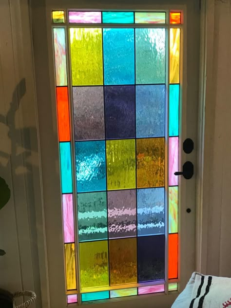 Front door stained glass panes Front Door With Stained Glass Window, Small Stained Glass Windows, Stained Glass Doors Interior, Vestibule Door, Stain Glass Window Art, Stained Glass Door, Glass Window Art, Welcome To My House, Eagle Rock