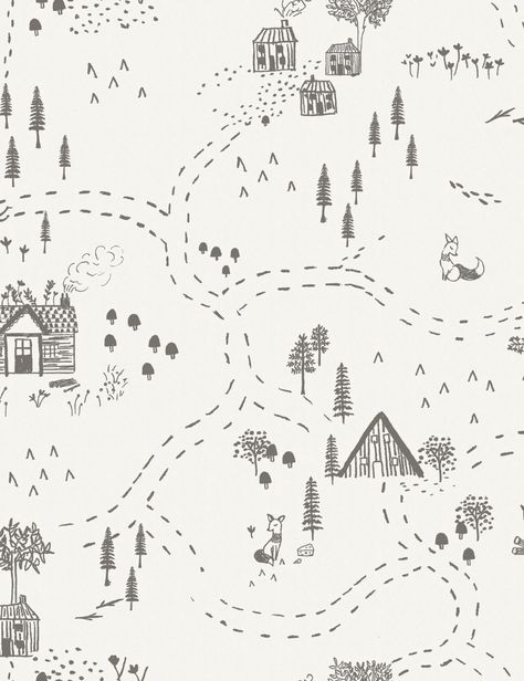 Rylee + Cru Through the Woods Wallpaper – Lulu and Georgia Vintage Woodland Nursery, Woods Nursery, Bedroom Wallpaper Texture, Woods Wallpaper, Cry Wolf, Nursery Bathroom, Playroom Wallpaper, Woodland Wallpaper, Line Artwork