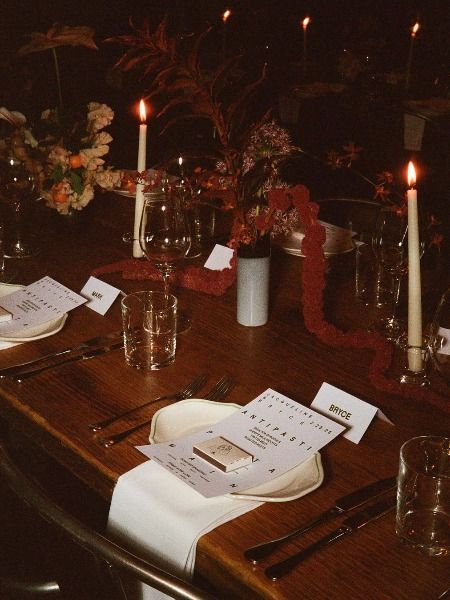 An Autumn Love Affair! Candle-lit tables and the rustling of leaves set the stage for love as timeless as the changing seasons. Are you considering incorporating the season's colors for anyone planning a Fall wedding? 🤍 (@sammblake) Moody Tablescape, Winter Wedding Gowns, Autumn Love, Winter Bride, Moody Wedding, Martha Stewart Weddings, Classy Wedding, Nyc Wedding, New York Wedding