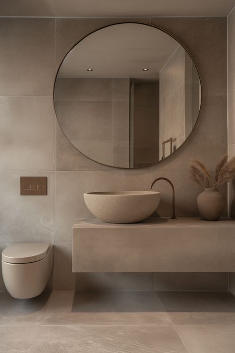 Bathroom Ideas Hotel Style, Japandi Washroom Design, Japandi Bathroom Design Ideas, Hotels Bathroom Design, Japandi Small Bathroom Design, Japandi Style Apartment, Modern Sleek Bathroom, What Is Japandi Style, Sand Coloured Bathroom