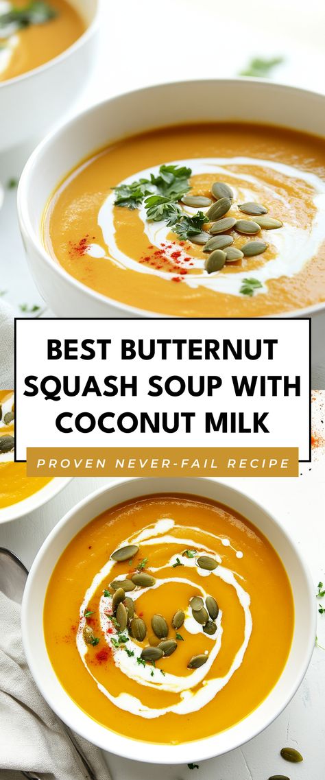 Image for Best Butternut Squash Soup with Coconut Milk Squash Coconut Soup, Butternut Squash Soup With Coconut Milk, Squash Soup With Coconut Milk, Thai Butternut Squash Soup, Best Butternut Squash Soup, Soup With Coconut Milk, Soup Lovers, Butternut Squash Chili, Chili Garlic Paste