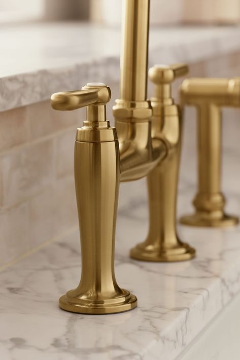 Coming Soon | Exclusive Fixture & Tile Collection - Studio McGee Polished Nickel Kitchen, Brass Kitchen Hardware, Bronze Kitchen Faucet, Antique Brass Kitchen, Bridge Kitchen Faucet, Kohler Kitchen, Stainless Kitchen Faucet, Kohler Faucet, Kitchen Faucet With Sprayer