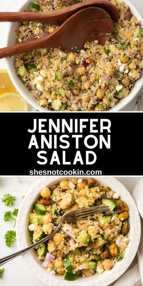 Tiktok Salad, Jennifer Aniston Salad Recipe, Recipe With Quinoa, Jennifer Aniston Salad, Aniston Salad, Chicken Pesto Pasta Salad, Air Fryer Recipes Chicken Breast, Easy Salad, Air Fryer Recipes Chicken