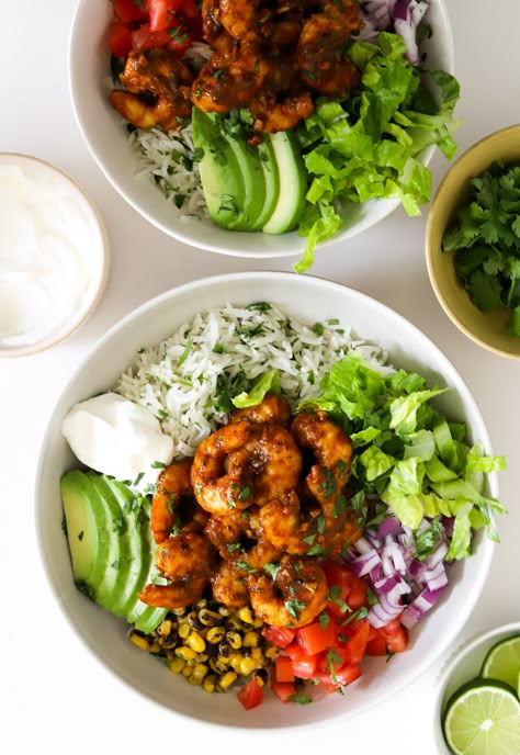 Shrimp Tex Mex Bowl, California Bowl Recipe, Cajun Shrimp Rice Bowl, Tropical Bowl Recipe, Chipotle Lime Shrimp Bowls, Southwest Shrimp Bowl, Different Types Of Rice Bowls, Chipotle Shrimp Rice Bowl, Shrimp Recipes Bowl