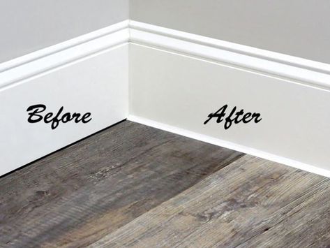 White Baseboards, Trim Moulding, Mind The Gap, Diy Home Repair, Hallway Ideas Entrance Narrow, Home Upgrades, Home Repairs, Diy Home Improvement, Baseboards