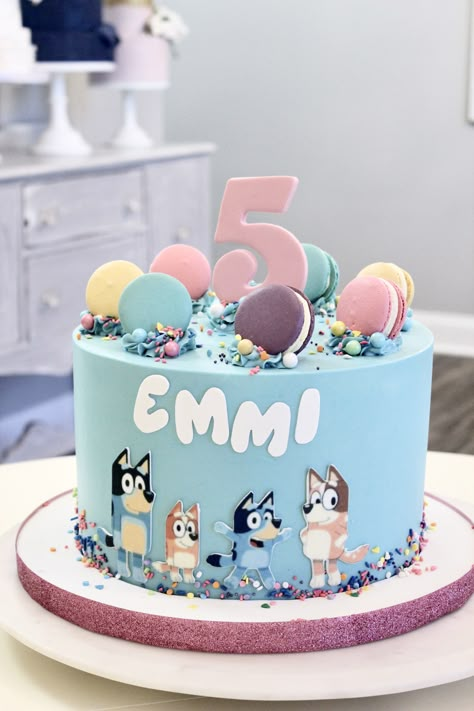 Bluey Birthday Smash Cake, Bluey Birthday Girly Cakes, Bluey 4th Birthday Cake, Bluey Cake Birthday, Bluey Girls Birthday Cake, Bluey First Birthday Party Ideas Girl, Bluey Birthday Cupcakes For Girl, Bluey Themed Birthday Cake, Bluey Girl Cake