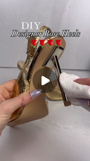 Angelus Direct | Paints, Dyes, Cleaners for Shoes & More on Instagram: "You’ve never seen DIY Heels like these! 👠🌹  Custom upcycled heels by @pineapple_princess_creations 🎨  Made with Angelus Paints, Finishers, and Leather Preparer & Deglazer + Faux flowers 💐  Pro Tip: You can also mix Angelus Paints with our 2-Hard Additive for even more durability when painting on plastic 😃  #angelusdirect #angeluspaint #diy #diyheels #customheels #painting #crafts #upcycled #upcycledheels #diytutorial #customheels #thriftflip" Bling Shoes Diy, Diy Shoes Makeover, Diy Wedding Heels, Diy Heels Makeover, Diy Shoes Heels, Diy High Heels, Diy Glitter Shoes, Pineapple Princess, Diy Heels