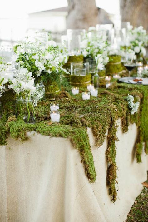 Moss Tablescape, Moss Runner, Enchanted Forest Decorations, Moss Wedding, Deco Champetre, Enchanted Forest Wedding, Viking Wedding, Enchanted Wedding, Forest Decor