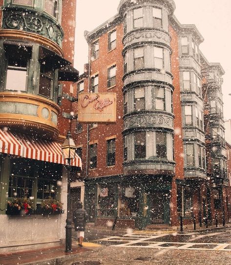 Boston Winter Aesthetic, Boston Astetic, Boston Sketch, Snowy Boston, Winter In Boston, Winter Boston, Downtown Christmas, Boston Christmas, North End Boston