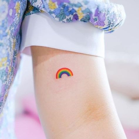 Rainbow Tattoo, Pride Tattoo, Small Girly Tattoos, Rainbow Tattoos, Handpoke Tattoo, Bff Tattoos, Cute Tiny Tattoos, Stylist Tattoos, Tattoo Font