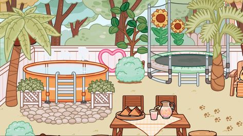 Toca Boca Yard Ideas, Backyard Ideas Toca Boca, Toca Boca Patio Ideas, Toca Boca Garden Ideas, Toca Boca Backyard Ideas, Toca Boca Backyard, Toca Boca Family House Ideas, Toca Aesthetic, House Backyard Ideas