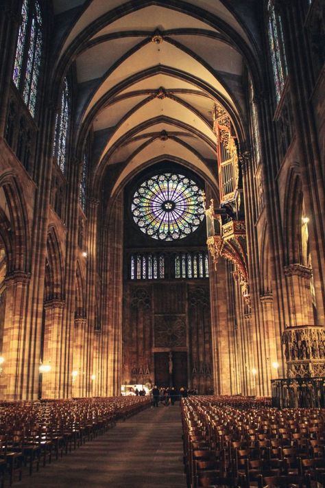 The Best One Week France Itinerary for Winter - Curious Travel Bug Cathedrals Interior, Gouache Reference, Impressive Architecture, Strasbourg Cathedral, Gothic Interior, Church Aesthetic, France Itinerary, Best Christmas Markets, Christmas Markets Europe