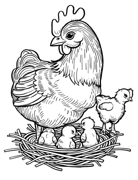 Chicken Coloring Pages, Flamingo Coloring Page, Chicken Coloring, Farm Animal Coloring Pages, Free Horses, Horse Coloring Pages, Bird Coloring Pages, Cute Chickens, Exotic Birds