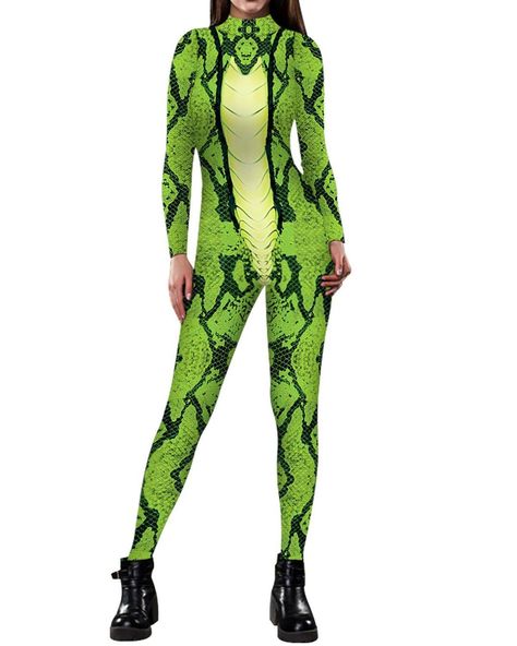 Adult Womens Green Snake Catsuit Costume, offers you some new ideas for your costume ball, cosplay party, Halloween party. Package Contains one piece of catsuit costume Size Fits Available for women. Very Good Elasticity, true to size. Place order base on size chart will be better.S,M,L,XL Color green Pattern green sna Catsuit Costume, Halloween Parade, Costume Ball, Green Snake, Party Package, Green Jumpsuit, Party Halloween, Halloween Party Costumes, Green Pattern