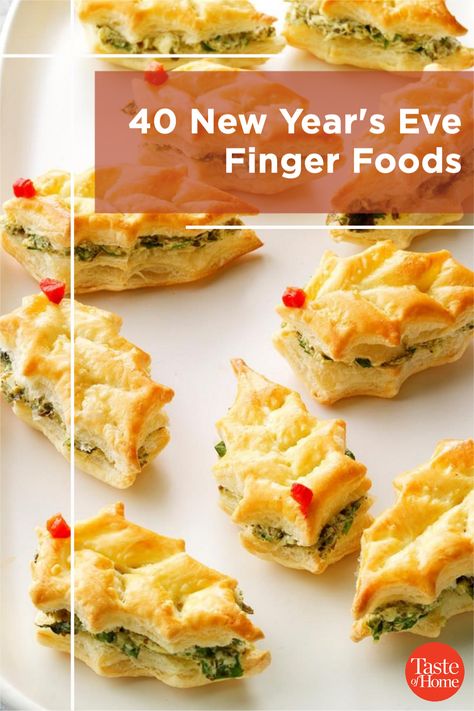 40 New Year's Eve Finger Foods New Years Orderves Appetizer Ideas, New Years Appetizer Recipes, Potluck Recipes New Years Eve, New Years Eve Appetizers Finger Foods, Appetizers For New Years Eve, Ew Years Eve Appetizer, New Years Finger Food Ideas, New Year’s Day Appetizers, New Year’s Eve Potluck Ideas