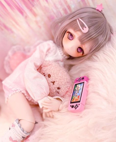 Pink Bjd Doll, Anime Doll Pfp, Doll Aesthetic Cute, Dolfie Dream Dolls, Doll Pfp, Doll Plushies, Doll Aesthetic, Images Kawaii, Kawaii Doll