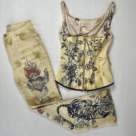 Archive / Vintage S/S 2003 Roberto Cavalli matching... - Depop Matching Tattoo, Vintage Outfit, Tattoo Set, Fashion Project, Dolce E Gabbana, Outfit Set, Roberto Cavalli, Fashion Killa, Couture Fashion