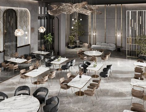 Elegant Restaurant Interior Design, Modern Luxury Restaurant, Luxury Restaurant Design, Modern Restaurant Interior, Restaurant Interior Design Modern, Luxury Cafe, Luxury Restaurant Interior, Restaurant Design Inspiration, Creative Restaurant