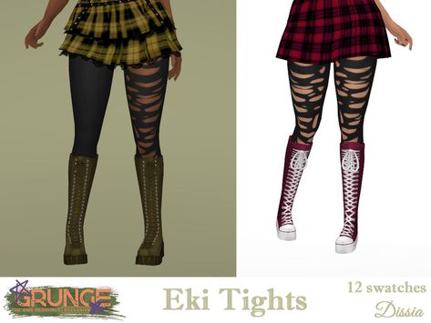 The Sims Resource - Eki Tights Sims 4 Ripped Tights, Sims 4 Tights, Sims 4 Cc Goth, Star Tights, Ts4 Clothes, Ripped Tights, Net Leggings, Cc Folder, Alt Goth