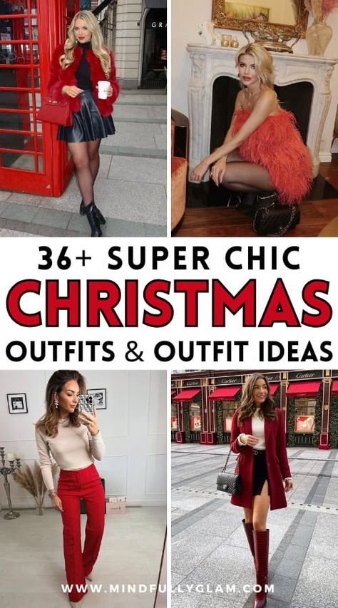 36+ Super Chic Christmas Outfits 2024 & Christmas Outfit Ideas Christmas Outfits Women Party, Christmas Colour Outfit, Trendy Christmas Outfits 2024, Classy Xmas Outfits, Christmas Eve Outfits 2024, Christmas Parties Outfit, Trendy Holiday Outfits 2024, Best Christmas Outfits, London Christmas Outfits Women