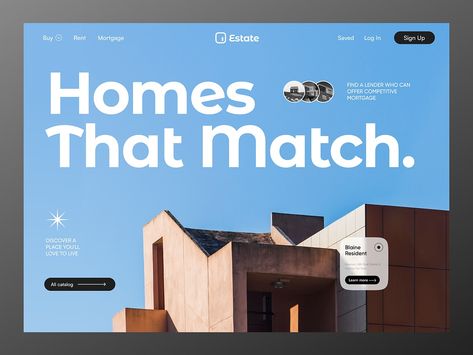 Real Estate Agency Landing Page by Syafrini Nabilla for Plainthing Studio on Dribbble Building Banner Design, Website Design Real Estate, Real Estate Graphic Design, Real Estate Landing Pages, Agency Landing Page, Landing Zone, Real Estate Website Design, Landing Page Design Inspiration, Landing Page Inspiration