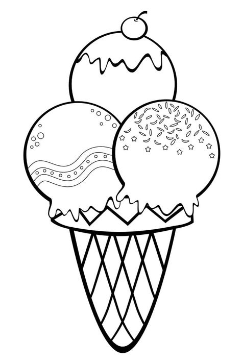 Ice Cream Outline, Beginner Drawing Lessons, Alphabet Crafts Preschool, Ice Cream Coloring Pages, Free Kids Coloring Pages, Preschool Coloring Pages, Summer Coloring Pages, Disney Coloring Pages, An Ice Cream