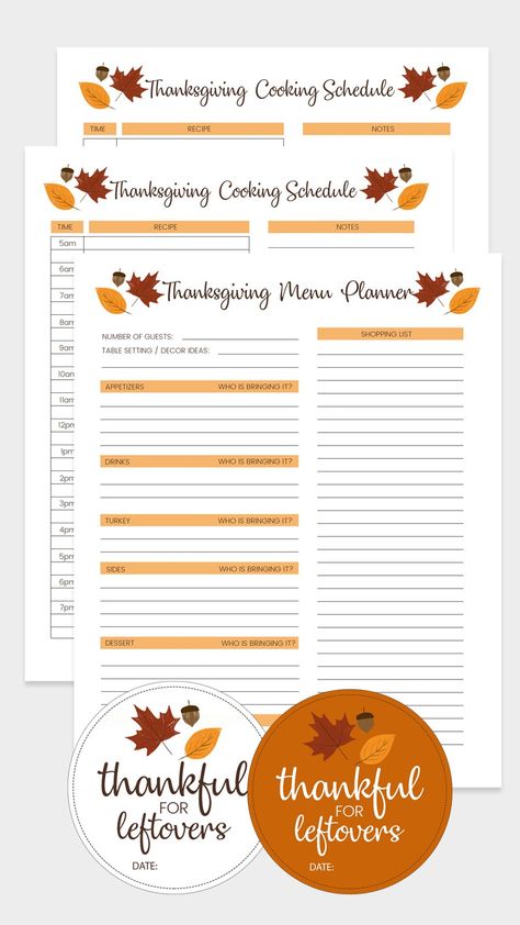 FREE Thanksgiving Printables to help you plan and prepare for Turkey Day. A menu planner, cooking schedule and even leftovers tags to attach to containers for guests to take food home in. #thanksgivingprints #thanksgivingmenutemplate #thanksgivingschedule #thanksgivingleftovertags #freeprints Thanksgiving Cooking Schedule, Thanksgiving Menu Printable, Thanksgiving Menu Template, Cooking Schedule, Thanksgiving Meal Planner, Menu Planning Template, Thanksgiving Menu Planning, Thanksgiving Menu Planner, Free Printable Menu Template