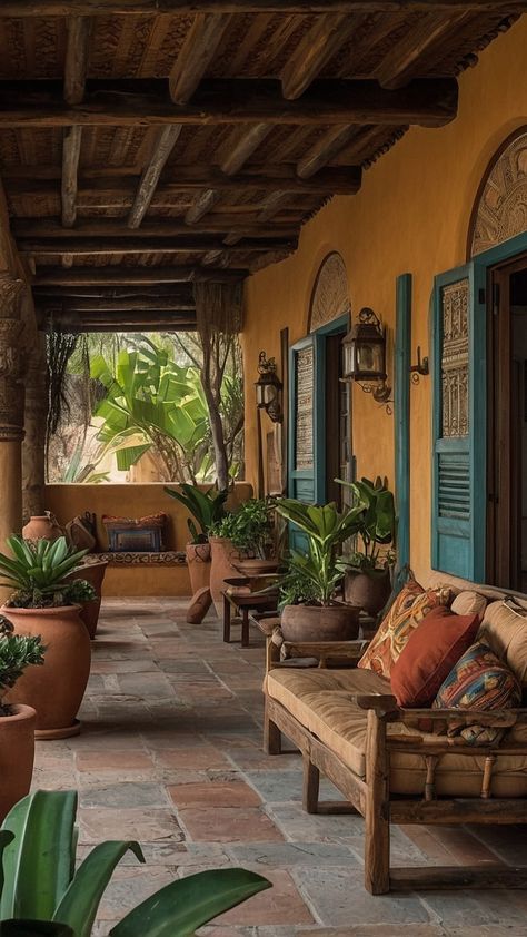 Mexican Colonial Decor, Mexican Living Room Decor Hacienda Style, Mexican Architecture Traditional, Mexican Modernism Interior, Hacienda Style House, Spanish Colonial Interior Design, Mexican Hacienda Decor, Mexican House Exterior, Hacienda Style Homes Interiors