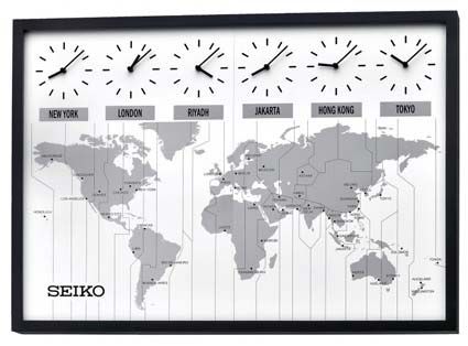 <p> <strong>Large World Time Zone Clock</strong> with a large map of the world and six time zone clocks spanning across the top will let you see what time it is in the cities of your choice across the world. There are 32 different printed city plates which are included with the clock and a blank one for a smaller city you may wish to display. A sati... Wall Clock Time Zones, Time Zone Map, Time Zone Clocks, World Time Zones, Miami Condo, Black Home Decor, World Clock, House Updates, Globe Decor