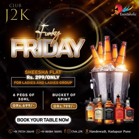 Funky Friday Sheesha - Social Media Beer Drink Post Bar Flyer, Funky Friday, Bar Banner, Moto Wallpapers, Tent Card, New Flyer, Social Media Branding Design, Music Background, Concert Flyer