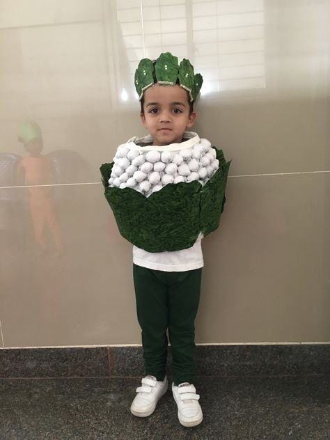 Kids cauliflower fancy dress....  Required materials... 1.Baloon🎈 2.Cotton 3.Cotton cloths (5/5” filled with cotton and make a ball shape) 4.Green handmade sheets (shape like a leaf) 5.Glue  6.Stone lace to decorate head gear Handmade Sheet, Head Gear, Fancy Dress For Kids, Fancy Dress, Glue, Crochet Hats, Crochet, Stone, Lace