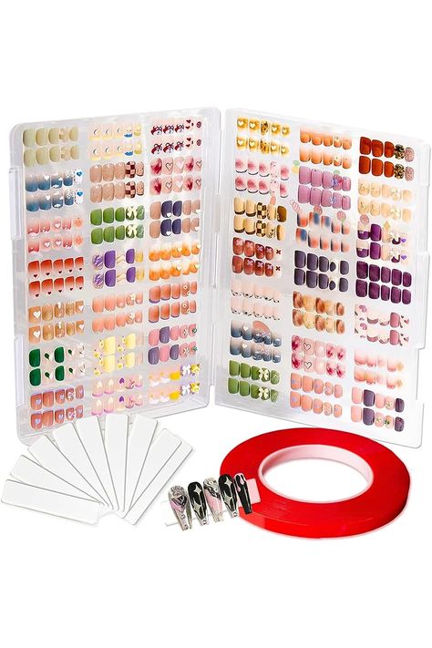 Large Clear Press on Nails Storage Box, Empty Press on Nails Packaging Box Set with 10m Double-sided Adhesive Tape and 50 Arcylic Nail Display Stand Can Be Used to Store and Store Personal Items Press On Nails Packaging, Nail Supplies Organization, Clear Press On Nails, Nails Packaging, Nail Organization, Nail Holder, Nail Display, Transparent Nails, Double Sided Adhesive Tape