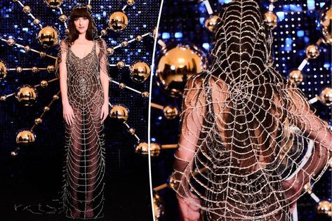 Web Character, Spider Web Dress, Web Dress, Spiderweb Dress, Madame Web, Valentino Gowns, Vogue Brazil, Mardi Gras Costumes, Sheer Gown