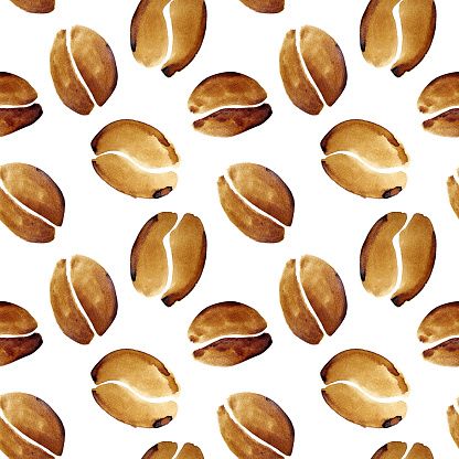 Coffee Bean Watercolor, Coffee Watercolor Art, Coffee Bean Painting, Coffee Bean Art Drawing, Watercolor Coffee Painting, Coffe Paints Art, Coffee Bean Doodle, Coffee Art Painting Ideas, Coffee Beans Drawing