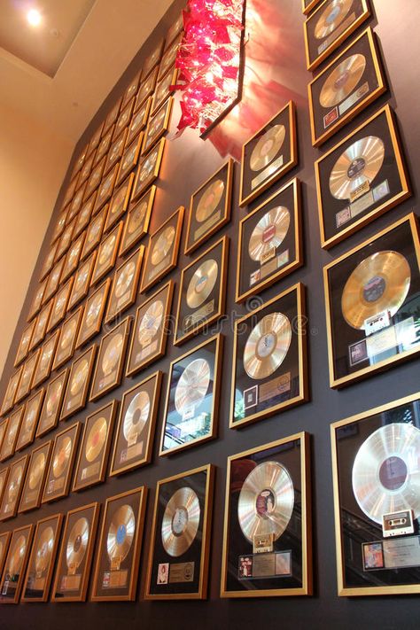 Gold Record Plaque, Diamond Record Plaque, Record Label Office, Record Label Aesthetic, Award Room, Records On Wall, Music Gallery Wall, Award Wall, Sushi Tattoo